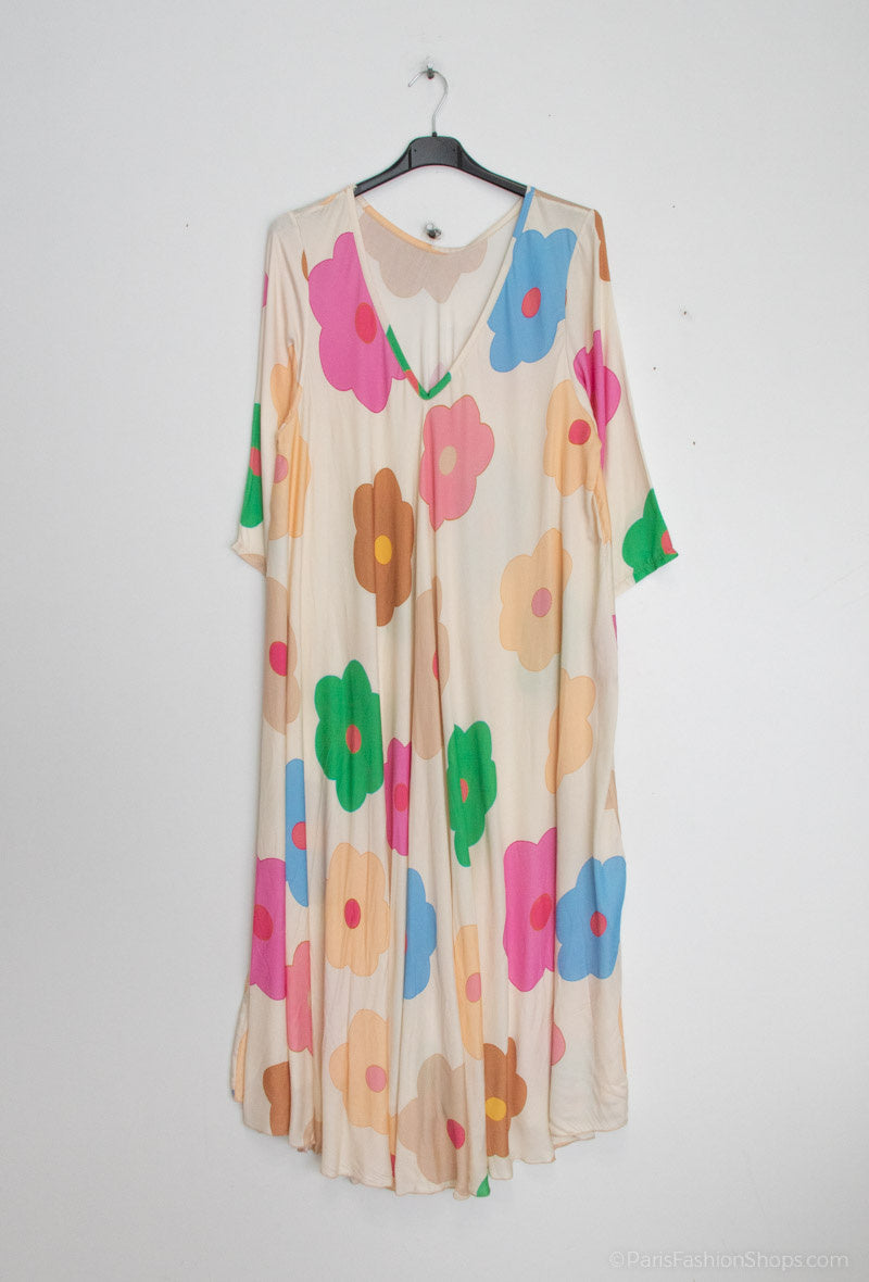 19669 i Stor Storlek - Flowy Klänning i 100% Viskos