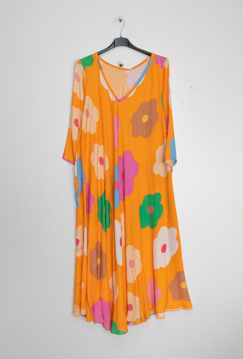 19669 i Stor Storlek - Flowy Klänning i 100% Viskos