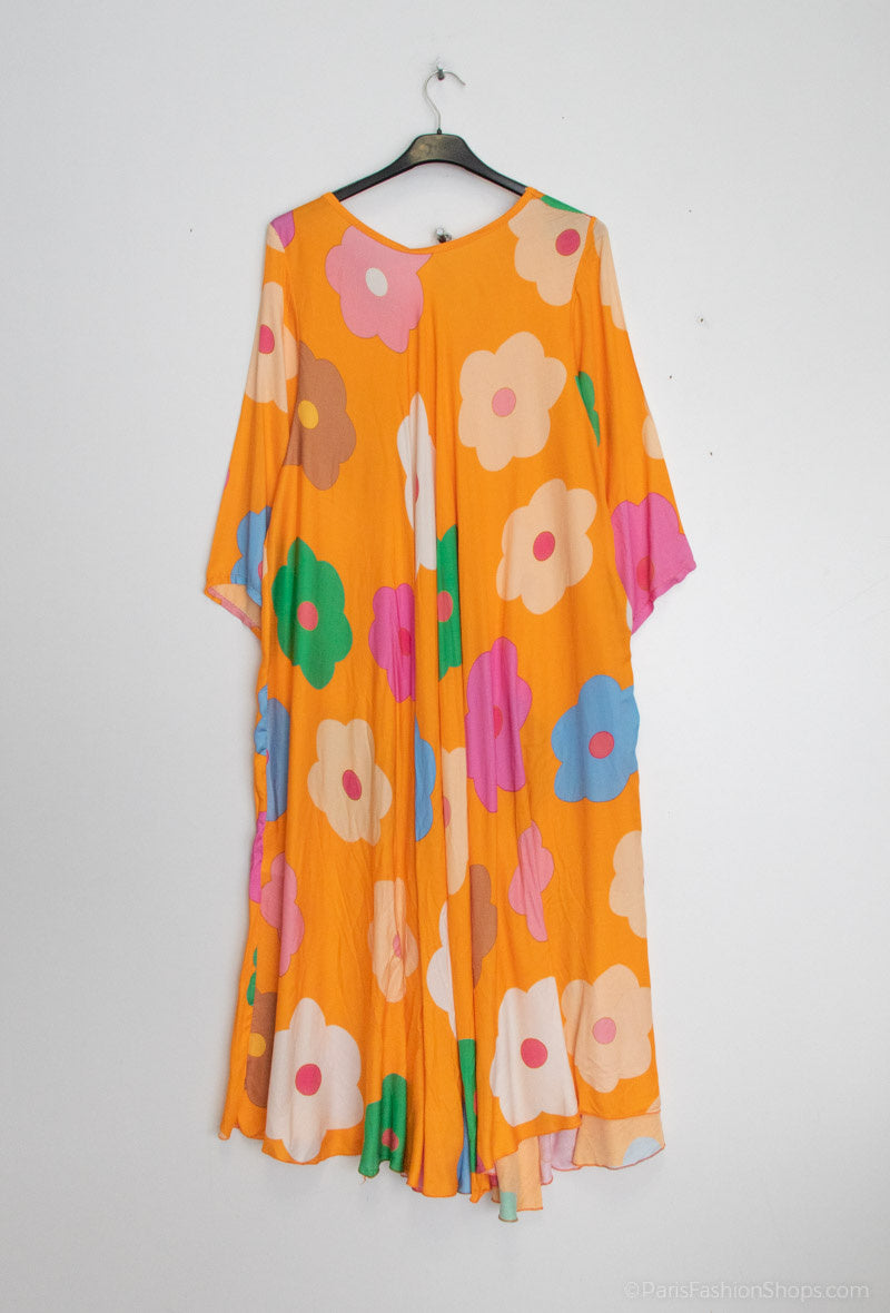 19669 i Stor Storlek - Flowy Klänning i 100% Viskos