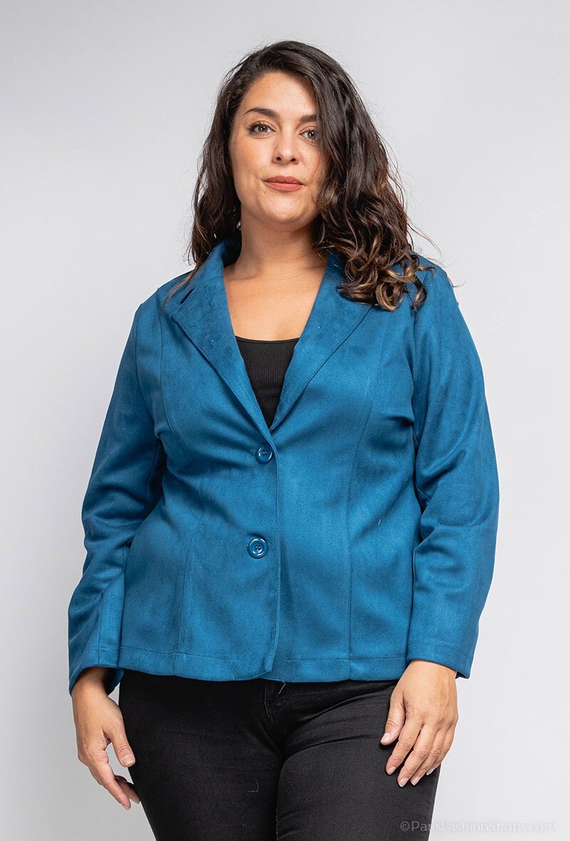 Suede blazer i Stor Storlek