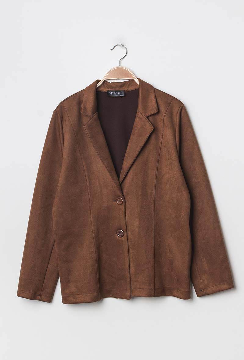 Suede blazer i Stor Storlek