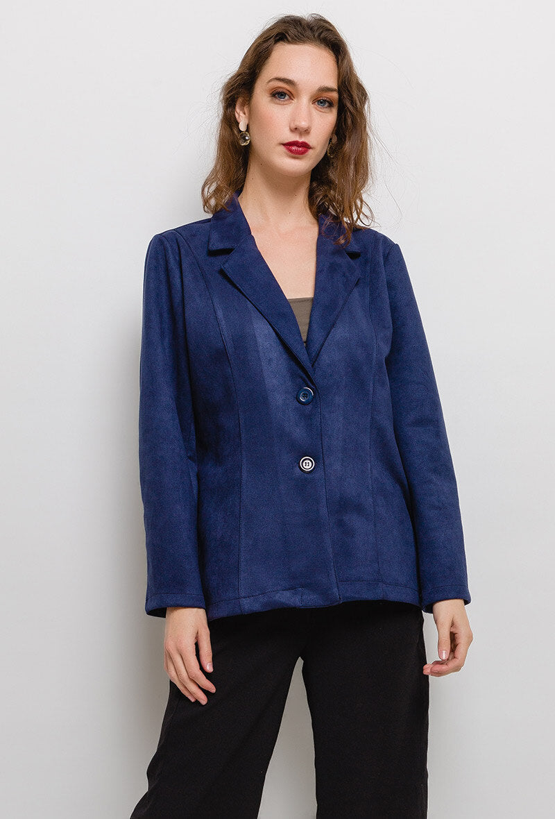 Suede blazer i Stor Storlek