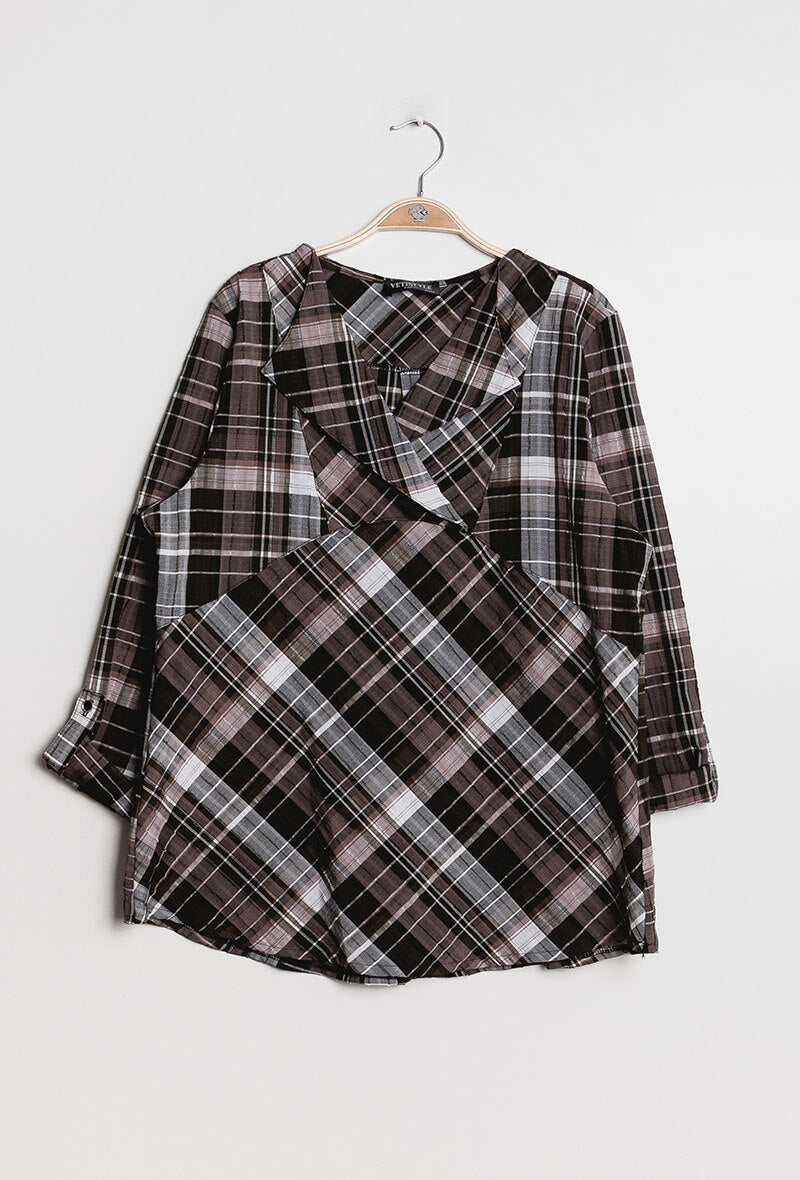 Check Blouse i Stor Storlek