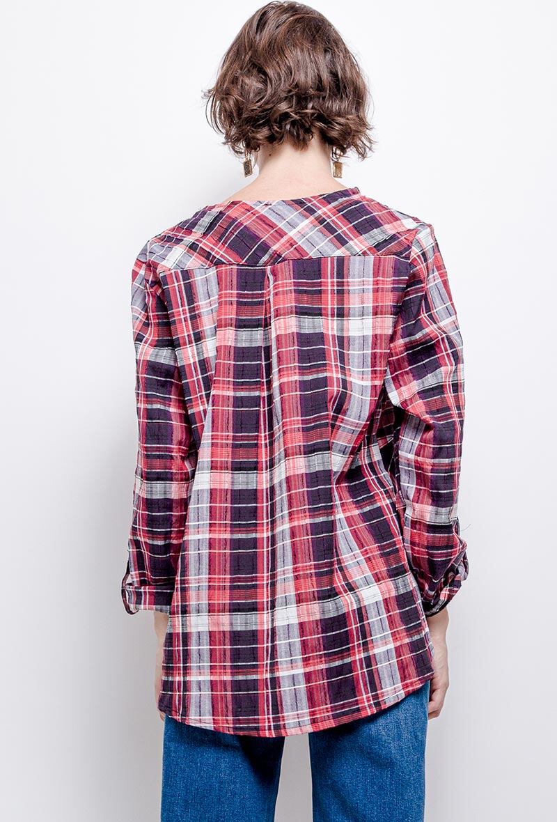 Check Blouse i Stor Storlek