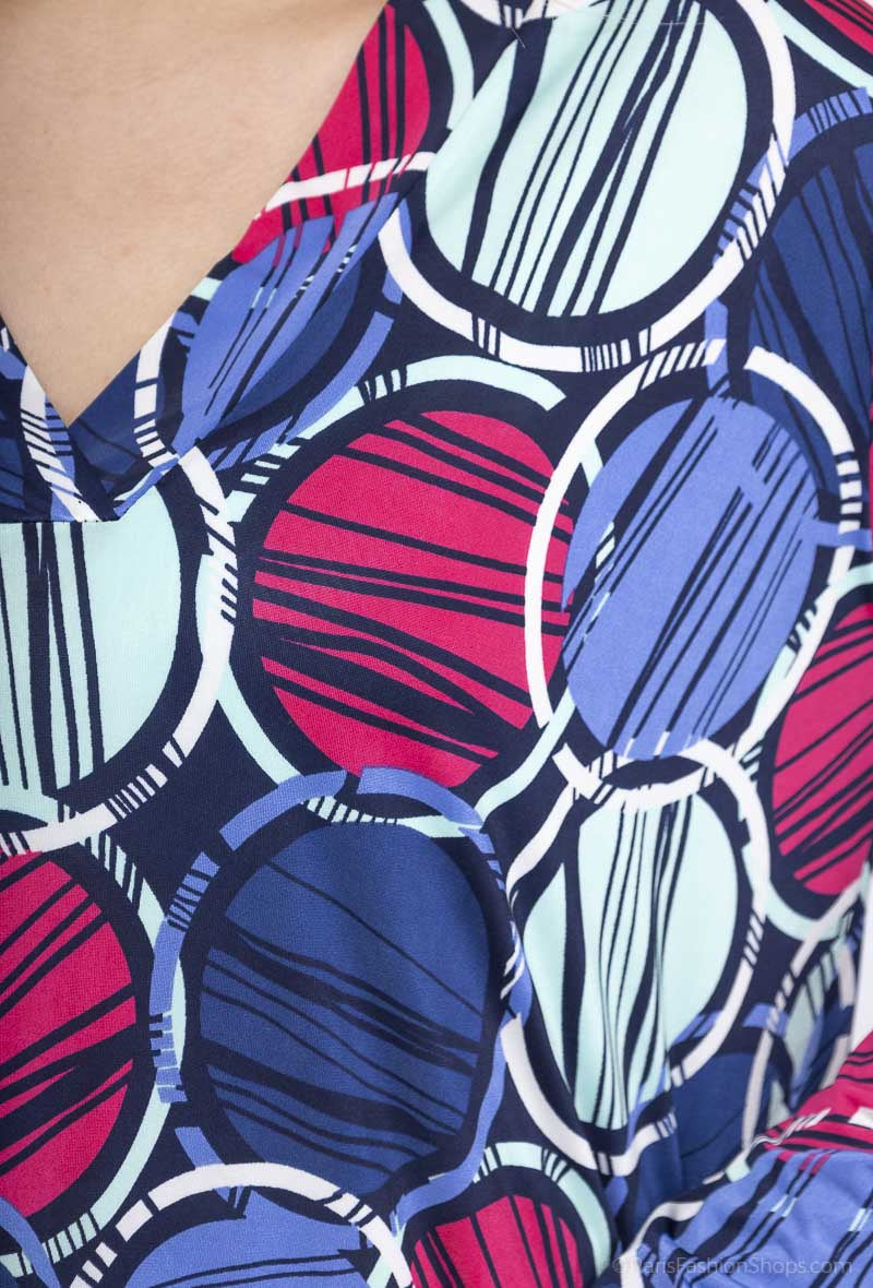 V-Neck Print Blouse i Stor Storlek