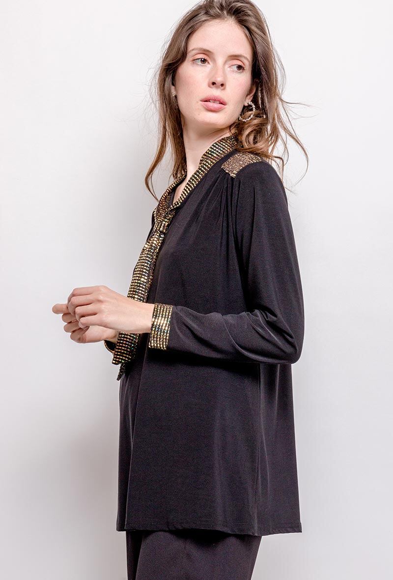 Blus med knytkrage i Stor Storlek