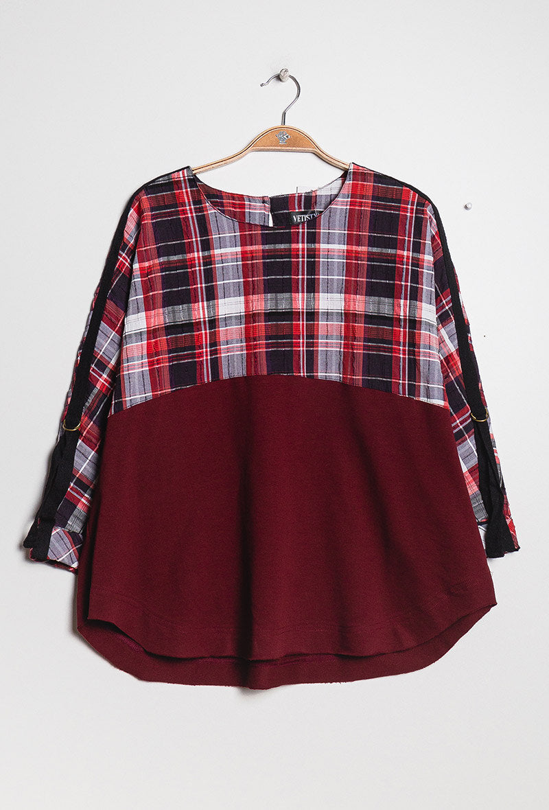 Bi-material blouse i Stor Storlek