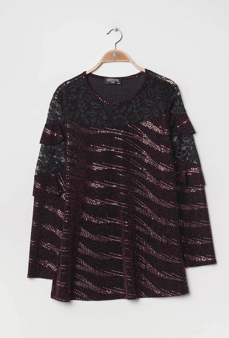 Shiny blouse i Stor Storlek