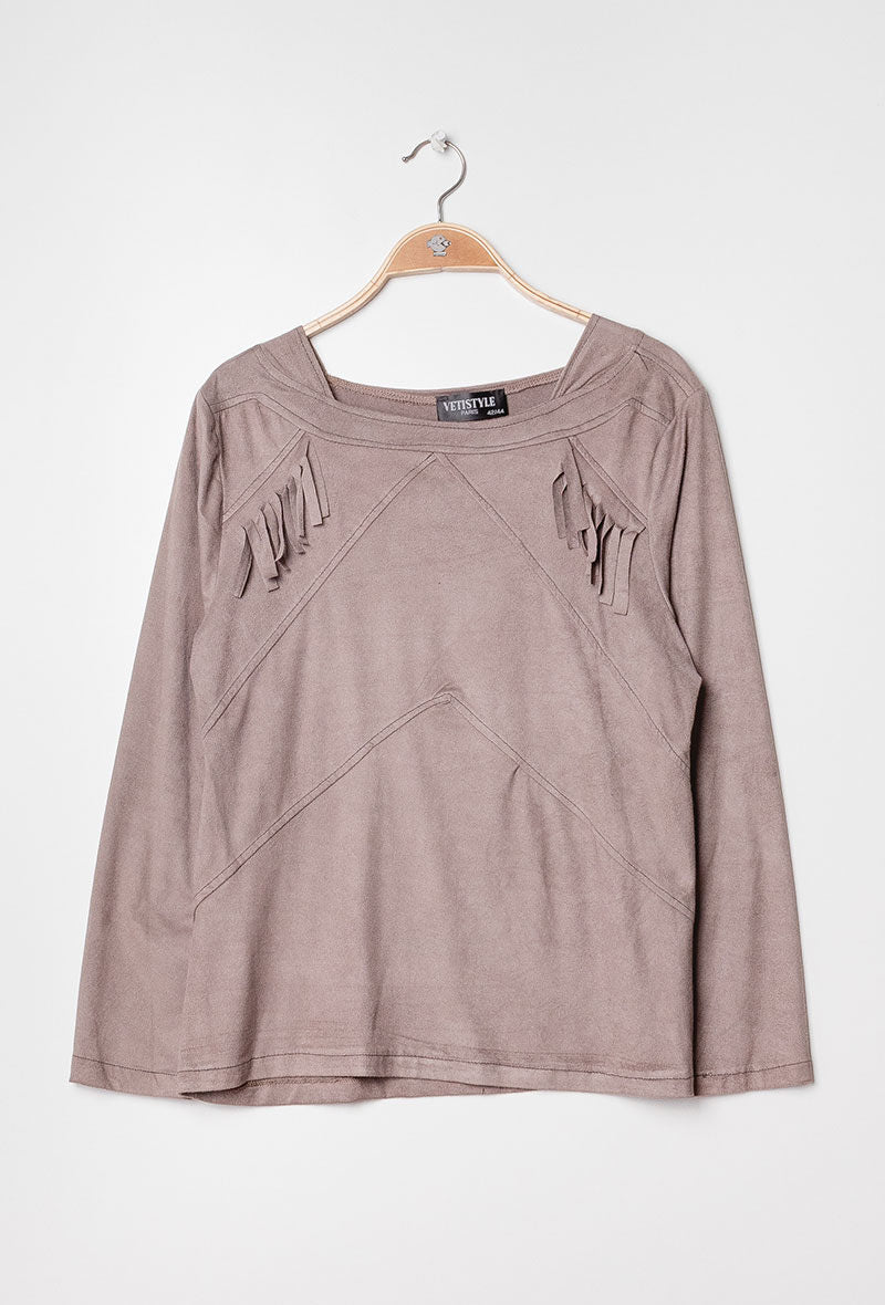 Suede jacket i Stor Storlek