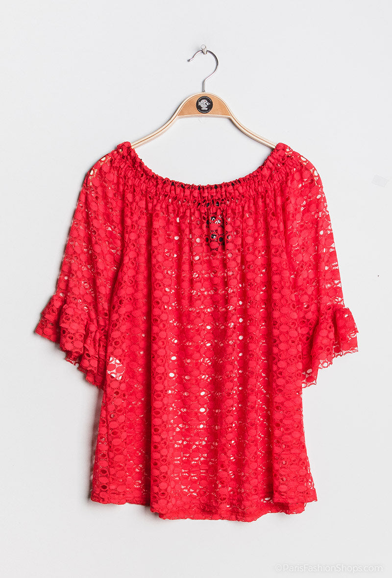 Lace blouse i Stor Storlek