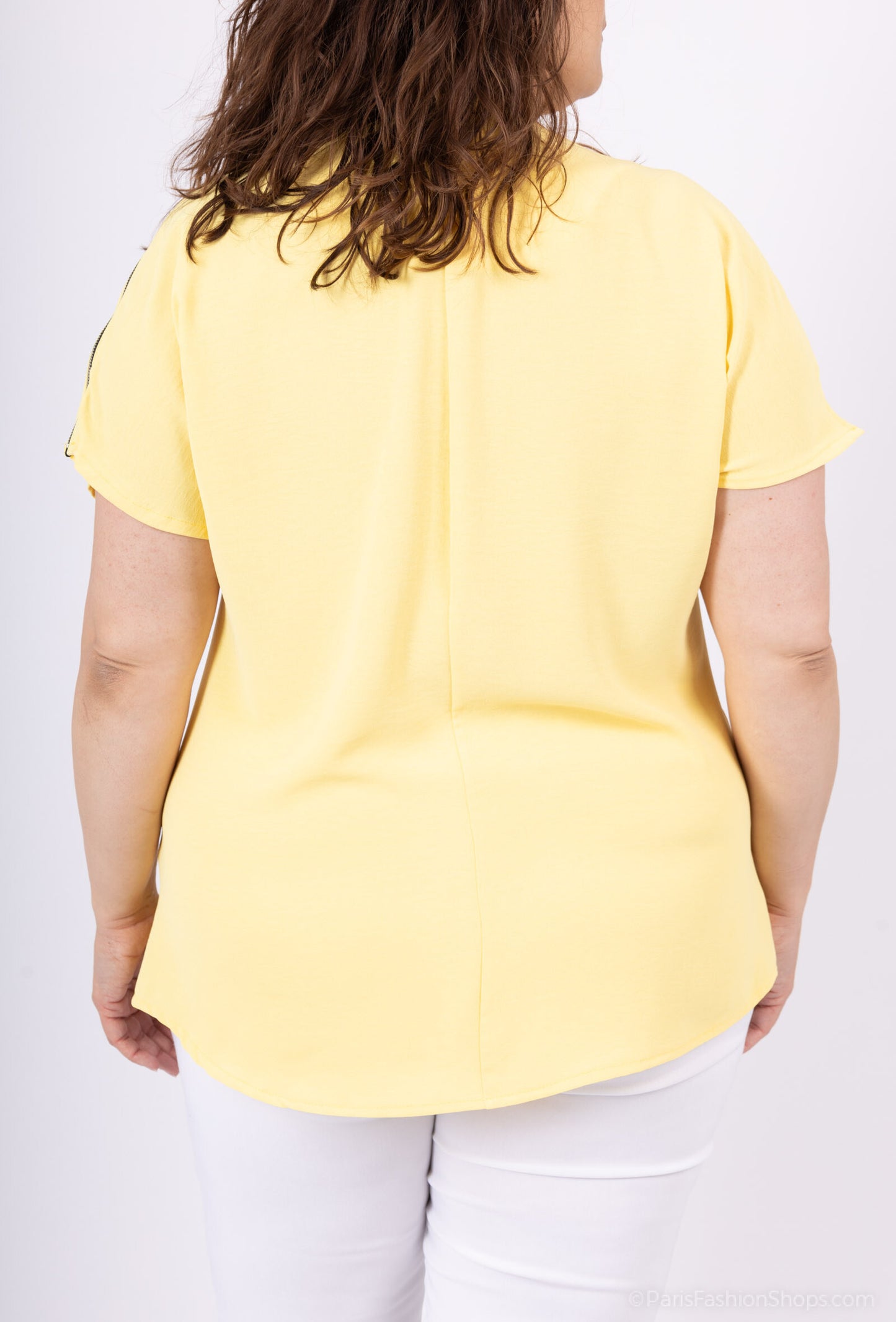 Plus Size Blus med Dragkedjor på Axlar