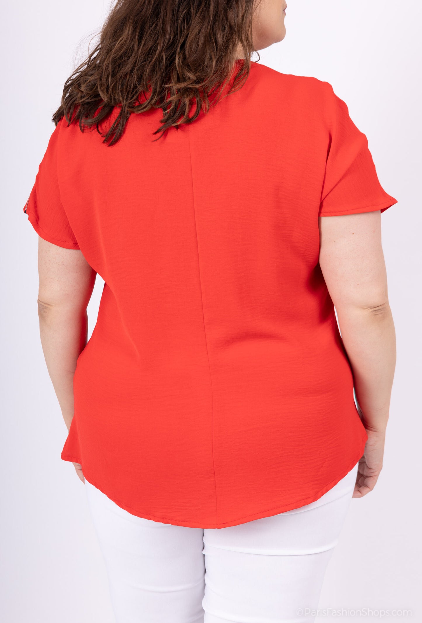 Plus Size Blus med Dragkedjor på Axlar