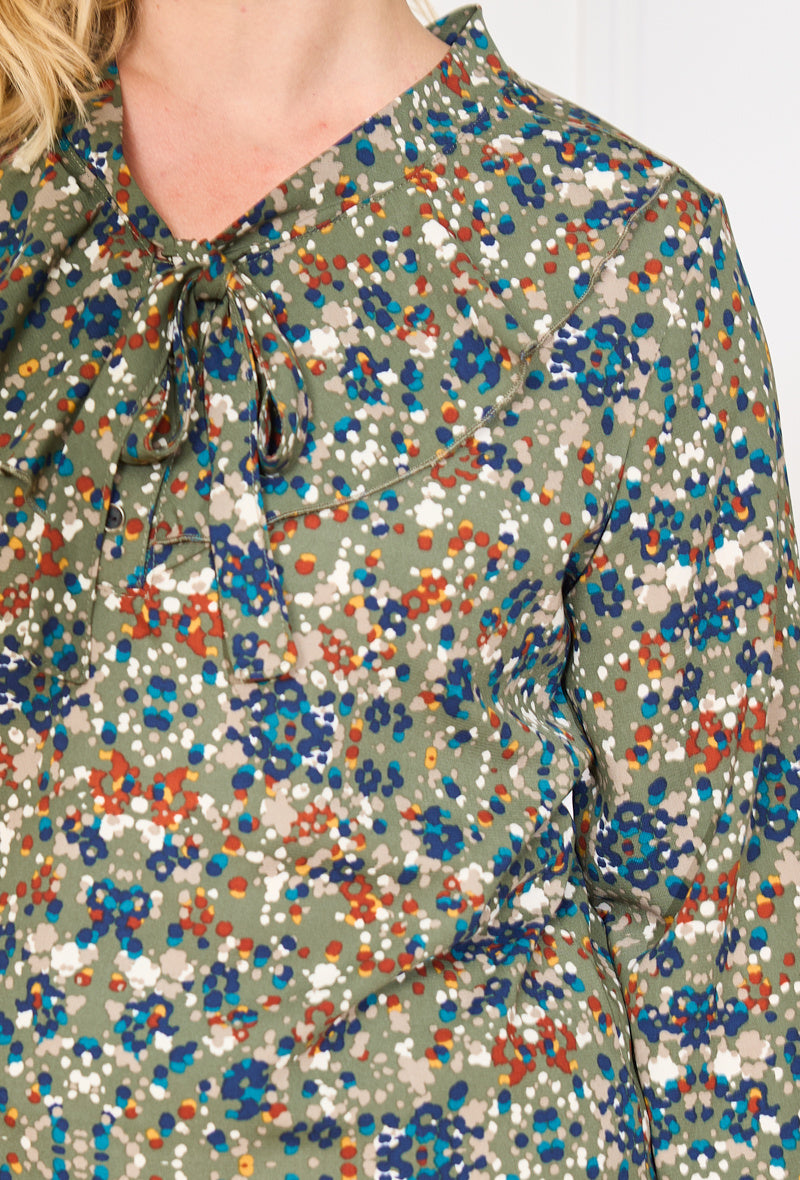 Plus Size Ruffled Printed Blouse