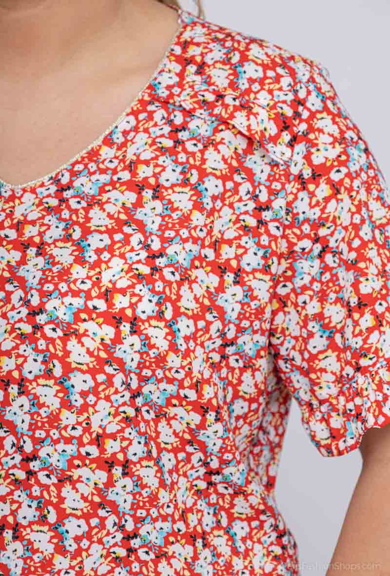 V-neck printed blouse i Stor Storlek