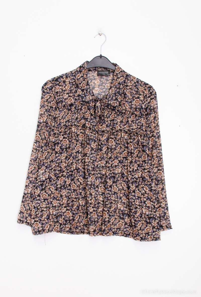 Two-piece voile printed blouse i Stor Storlek