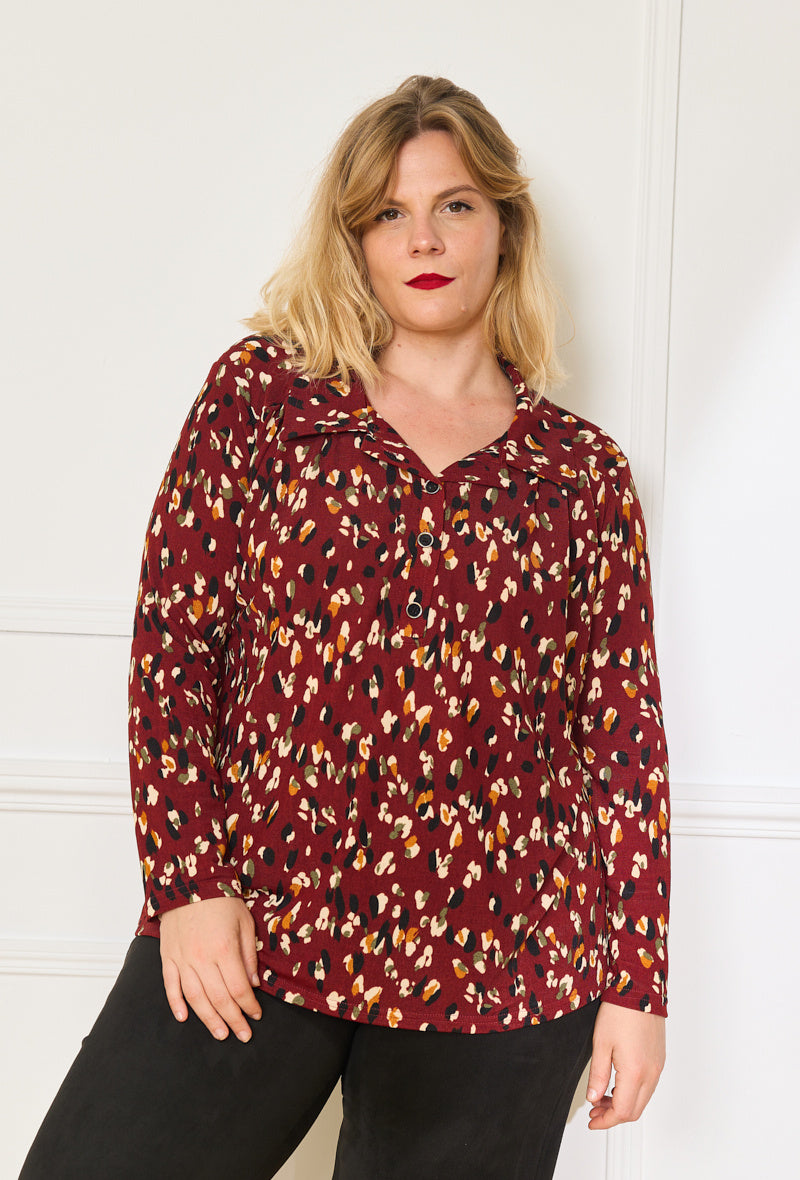 Printed blouse i Stor Storlek