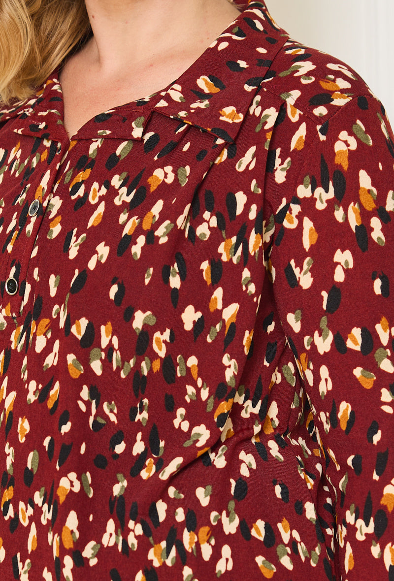 Printed blouse i Stor Storlek