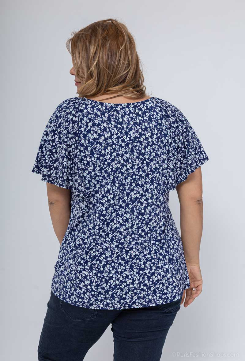 Printed blouse with ruffle sleeves i Stor Storlek