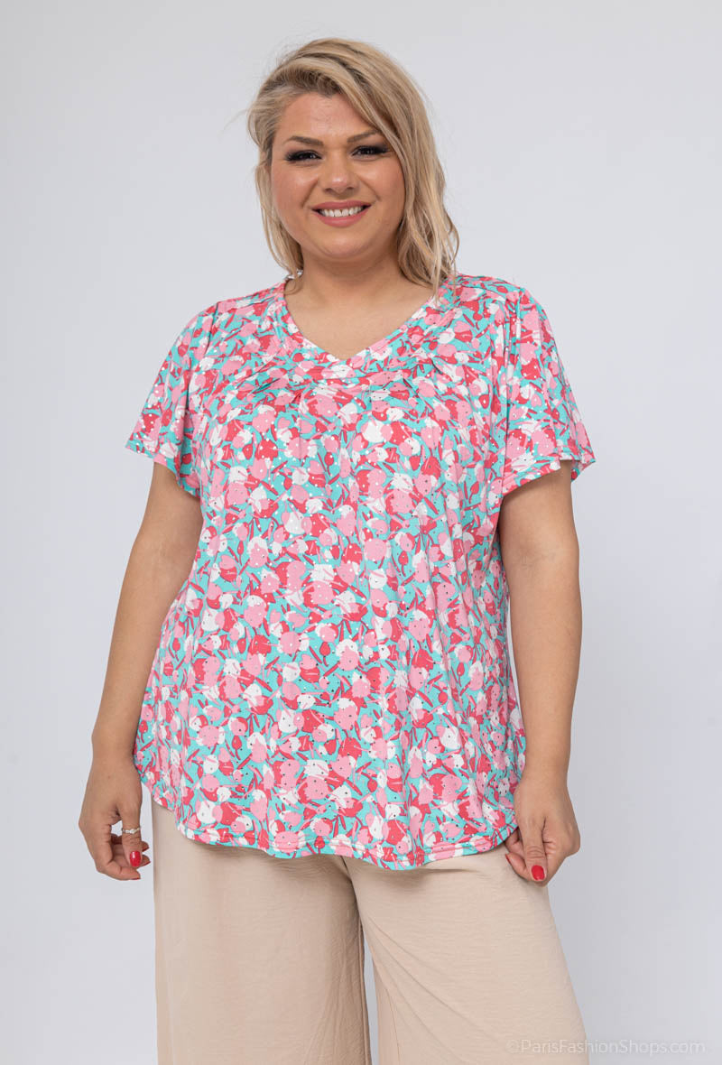 Printed blouse i Stor Storlek