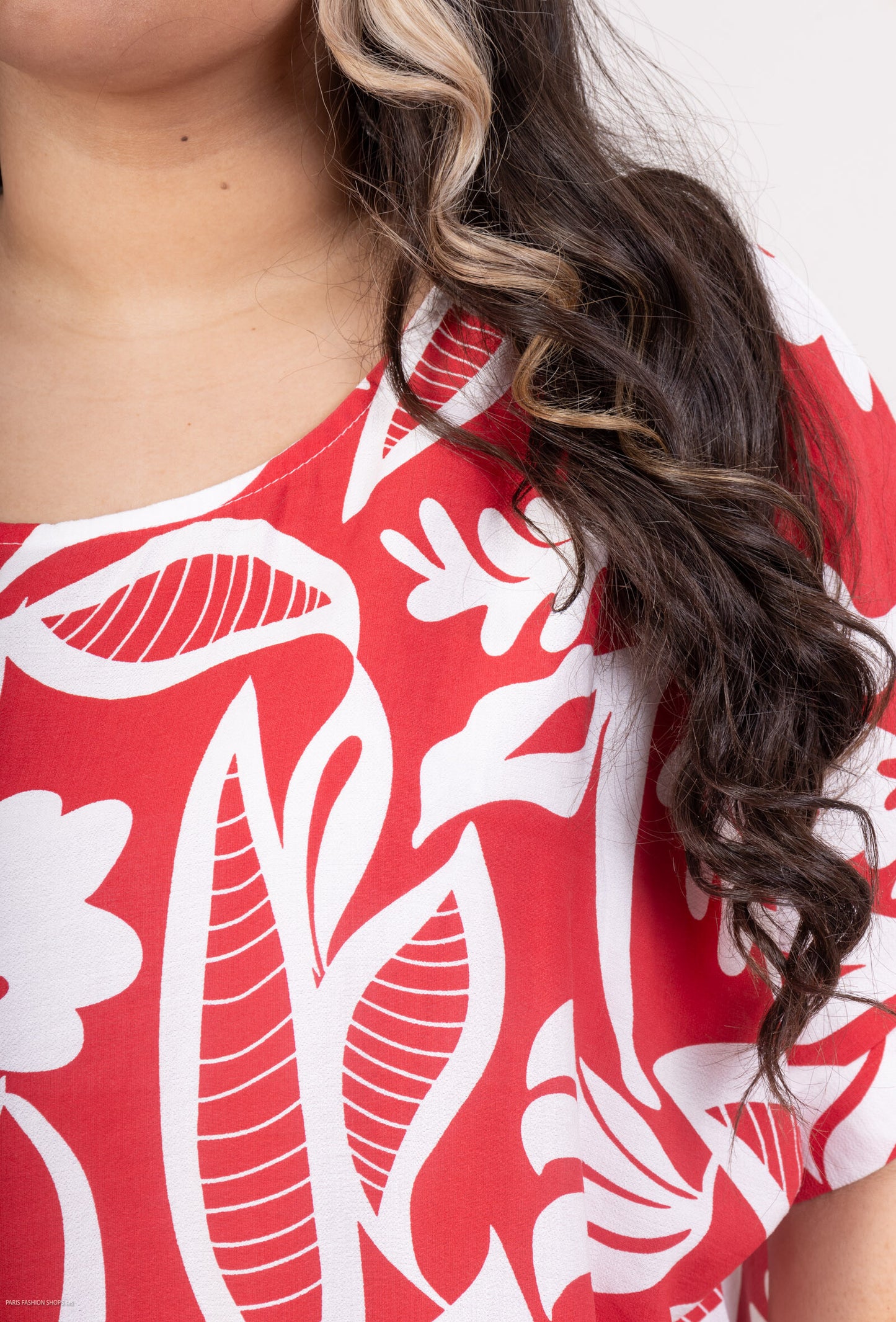 Plus Size Vegetaltryckt Blus i Viskos Crepe