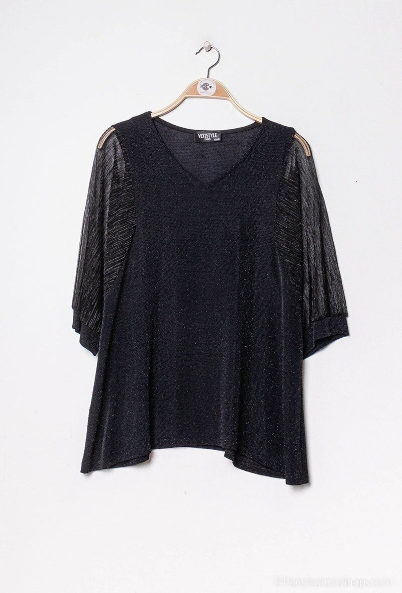 Paillettenbluse i Stor Storlek