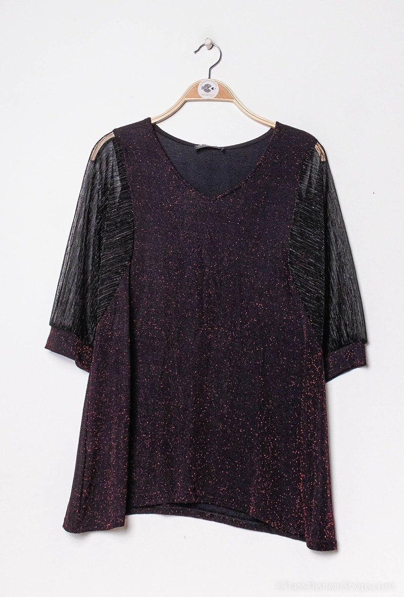 Paillettenbluse i Stor Storlek