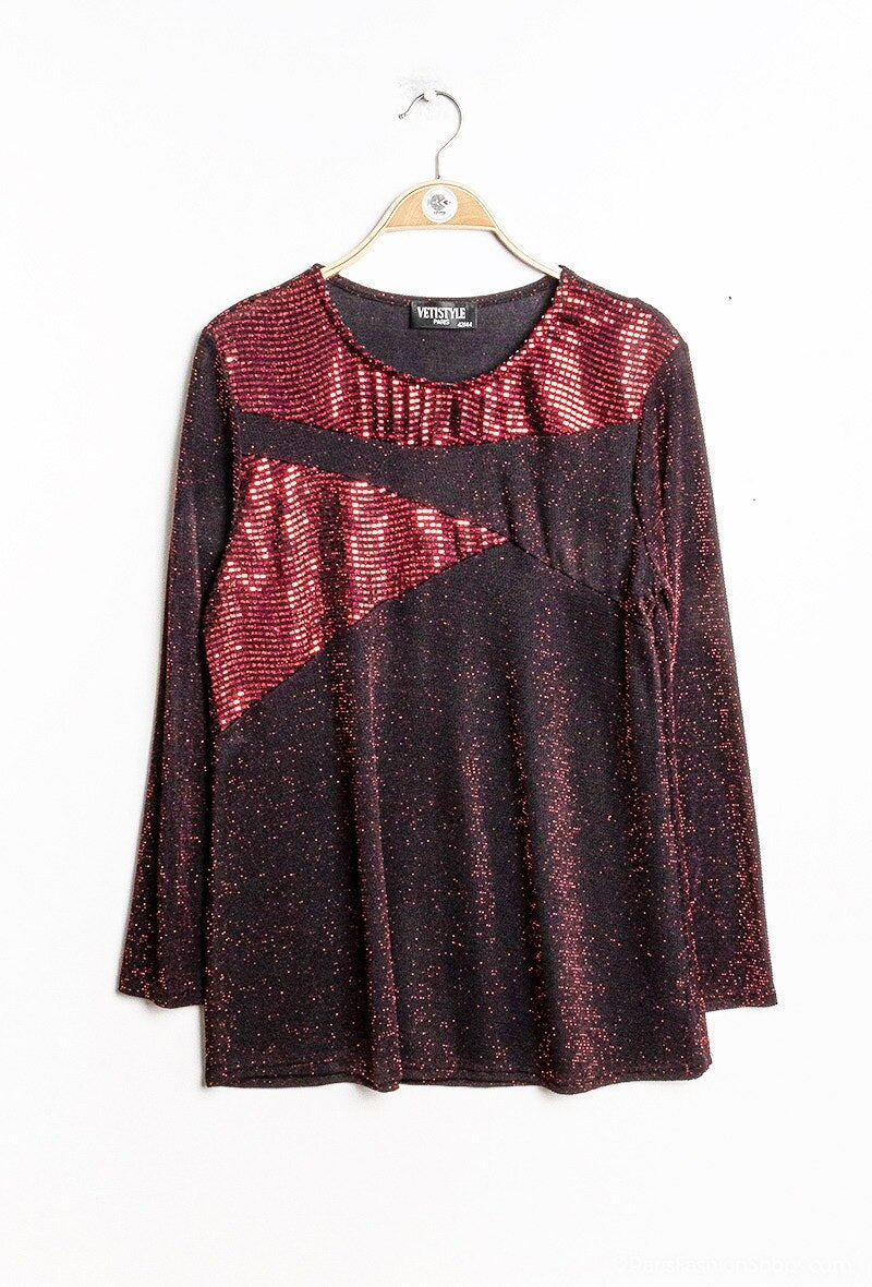 Sparkly blouse with reflective details i Stor Storlek