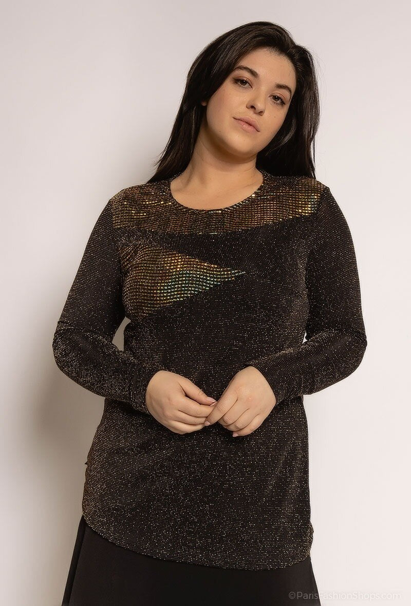 Sparkly blouse with reflective details i Stor Storlek