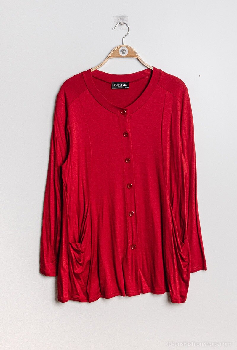 Buttoned stretch blouse i Stor Storlek