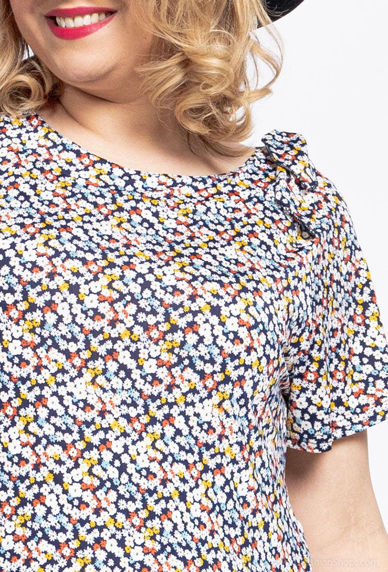 Printed Stretch Blouse i Stor Storlek