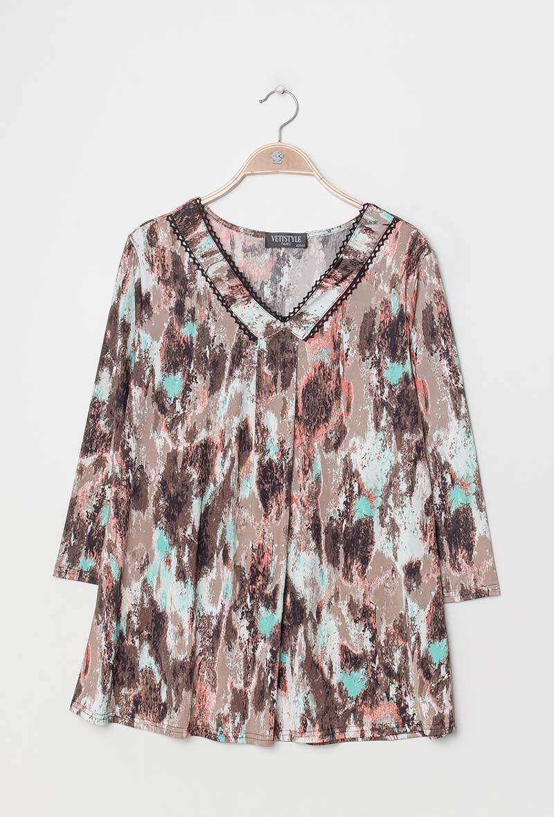 Plus Size Stretch printed blouse