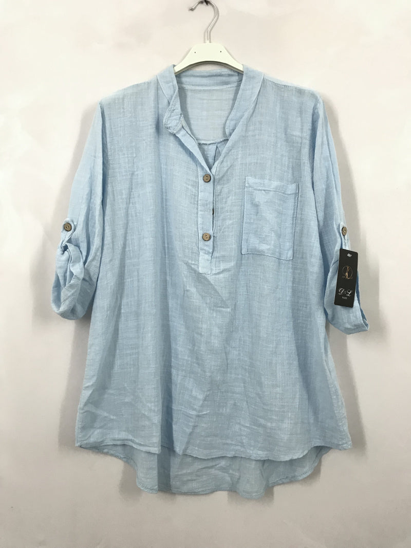 Plain blouse with Tunisian collar i Stor Storlek