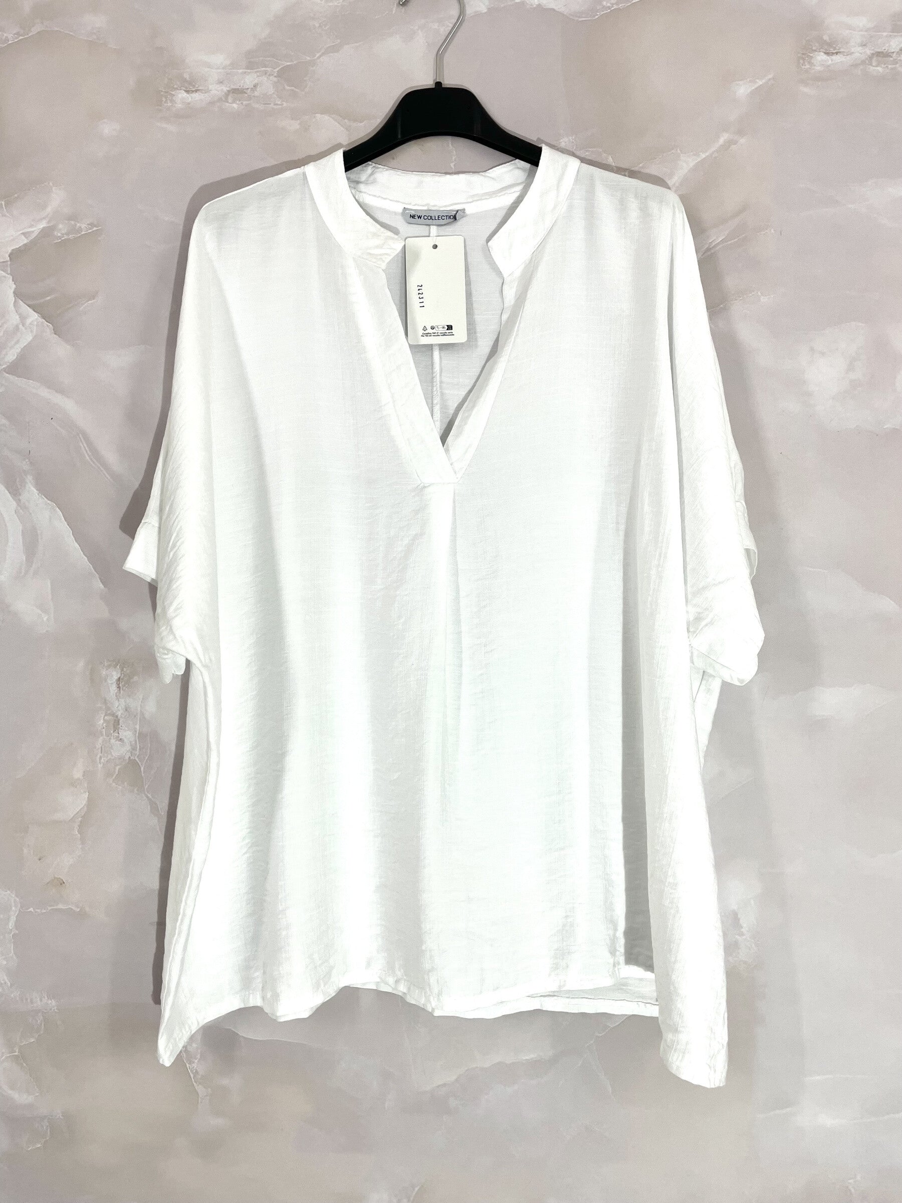 Plus Size United Blus V-hals F med Finrandig T38 till T54