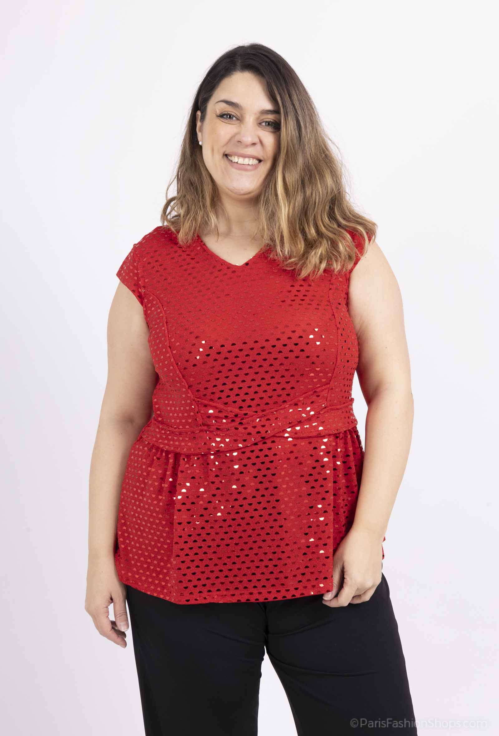 Sequin blouses i Stor Storlek