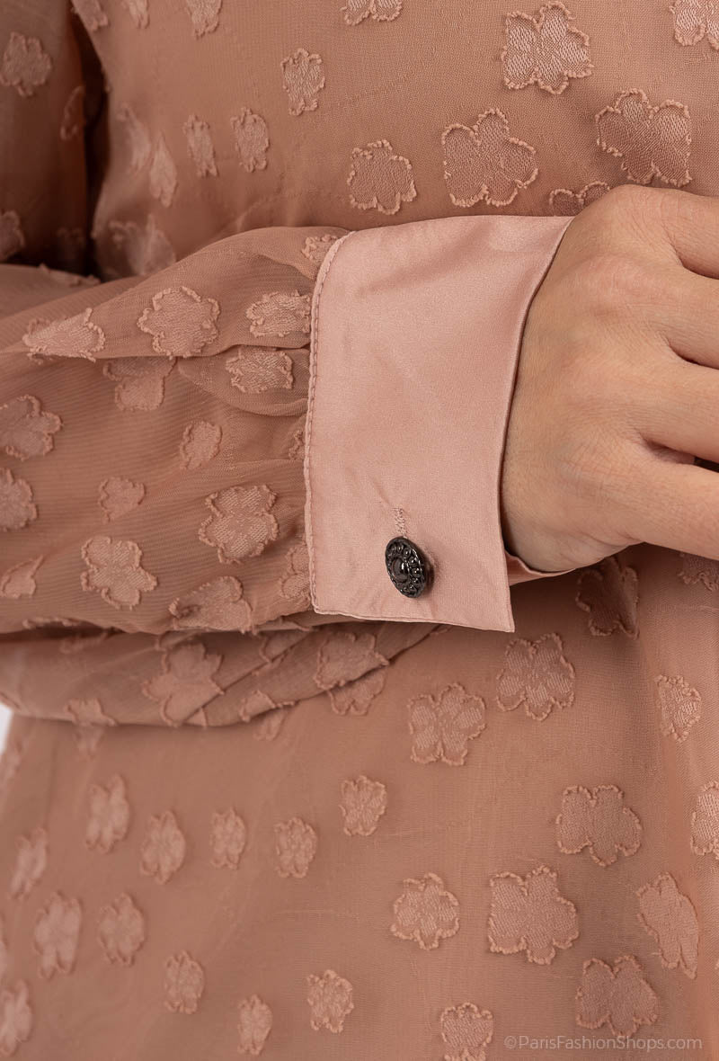 Buttoned Voile Blouse i Plus Size