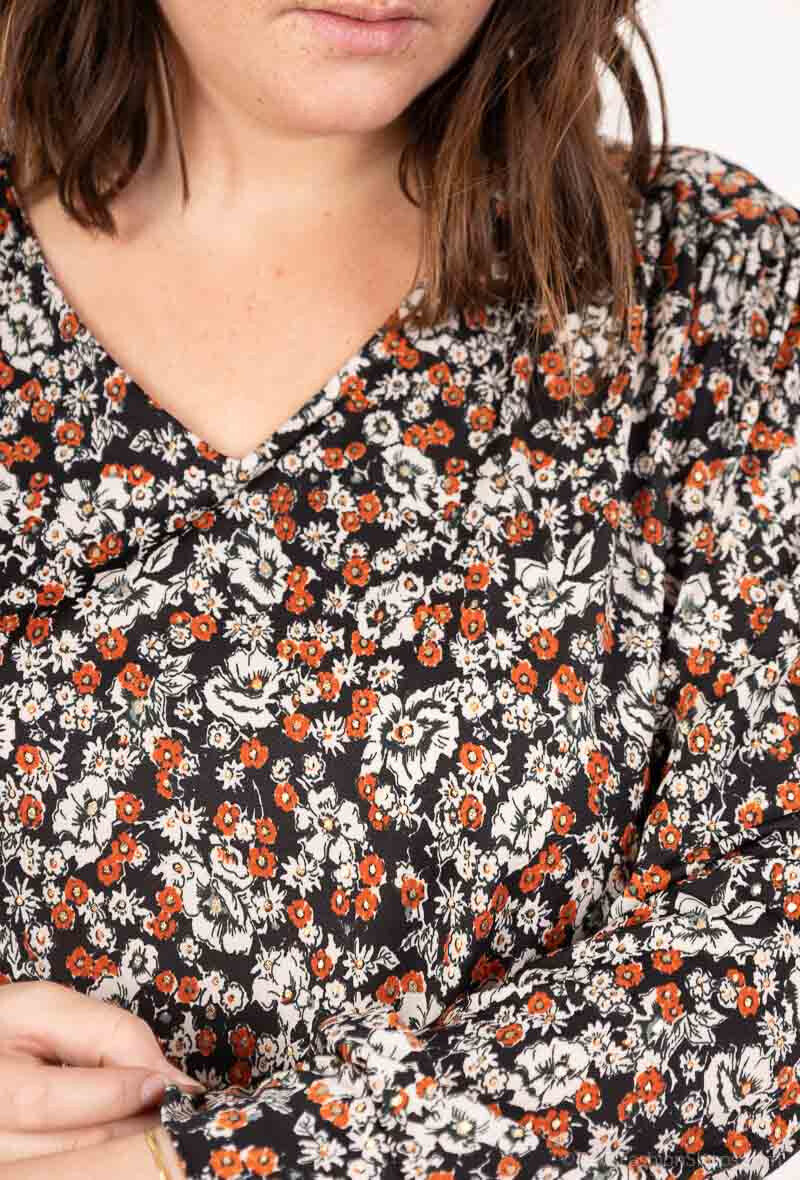 Plus Size V-neck Printed Blouses