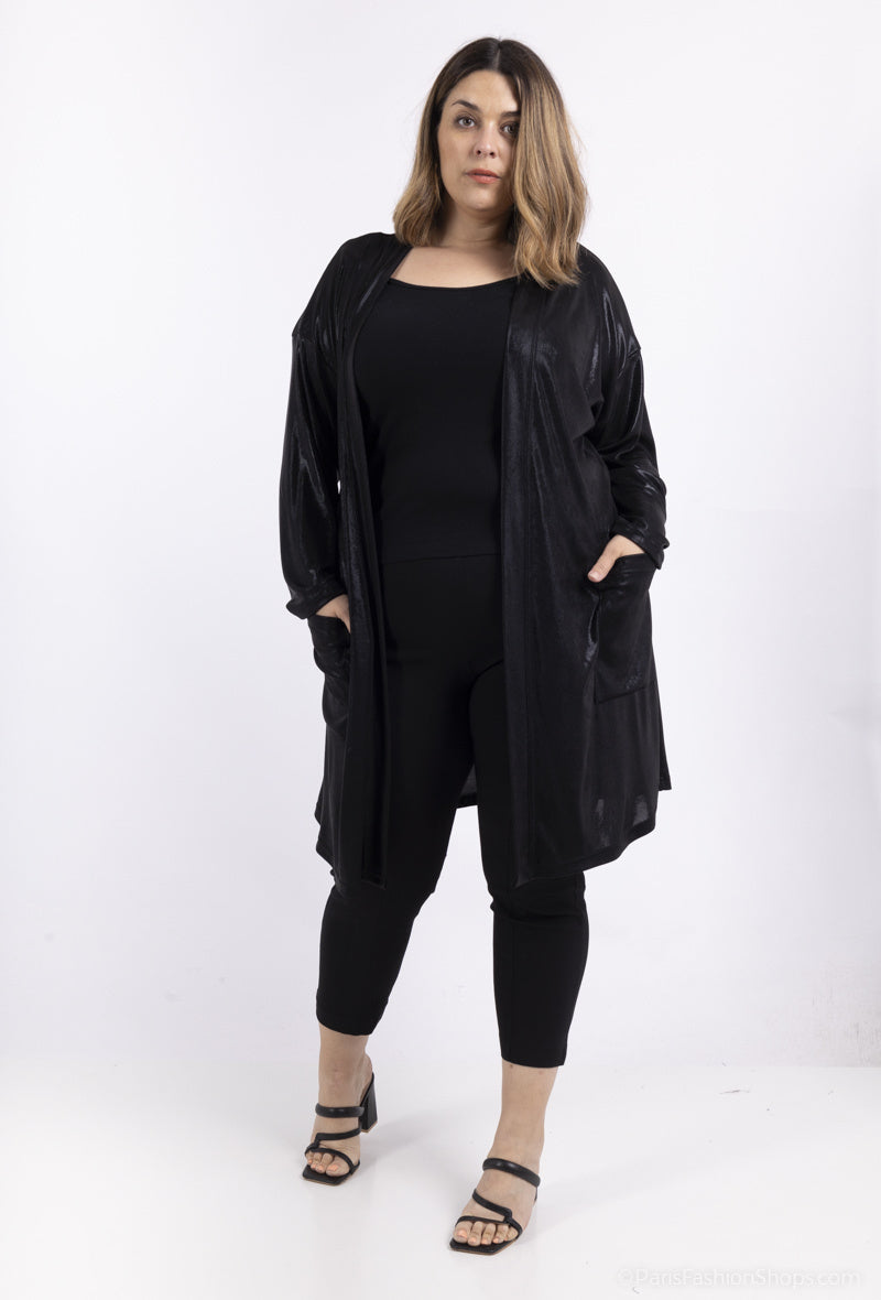 Plus Size Dropped Shoulder Sequin Cardigan