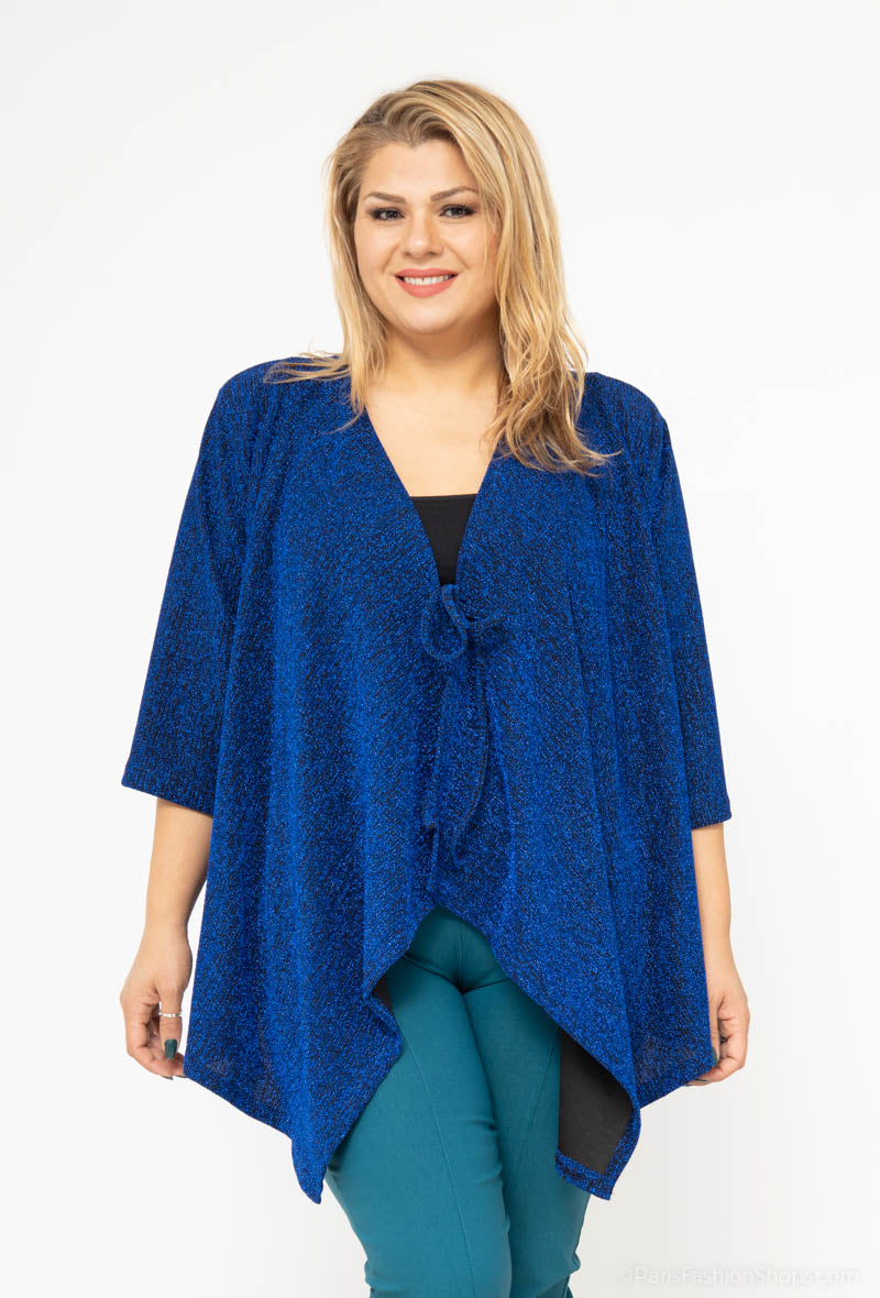 Plus Size Flowy Cardigan med Paljettslips