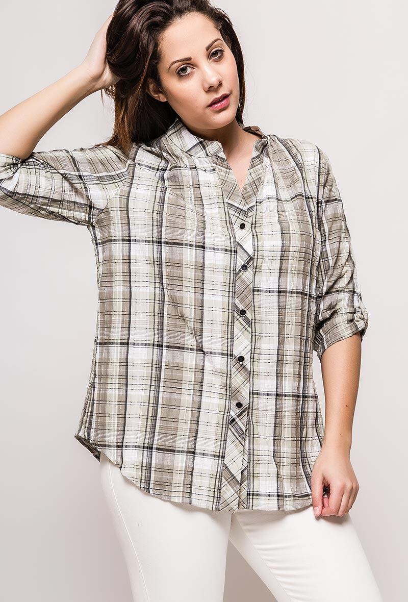 Skjorta i bomullsblandning i stor storlek