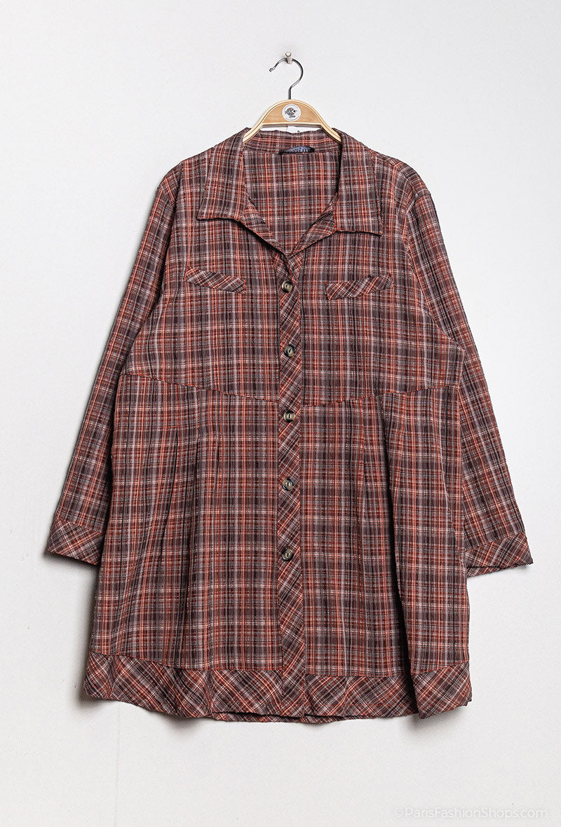 Checkered shirt i Stor Storlek
