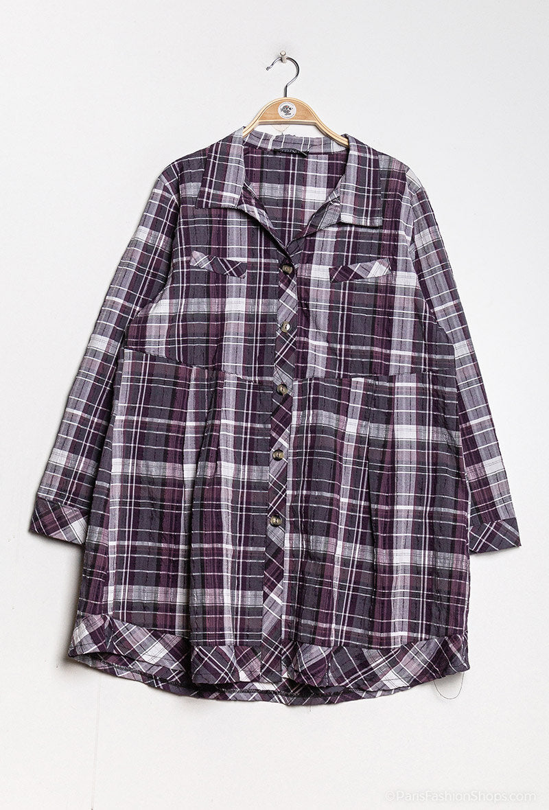 Checkered shirt i Stor Storlek