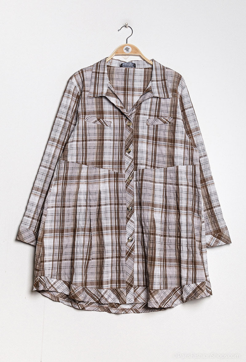 Checkered shirt i Stor Storlek