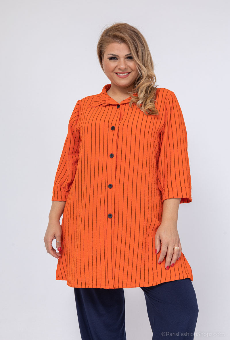 Plus Size Striped shirt with 3/4 sleeves