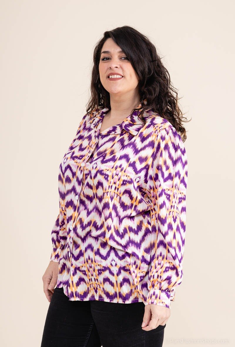 Plus Size Tryckt Skjorta för Vår/Sommar 2023