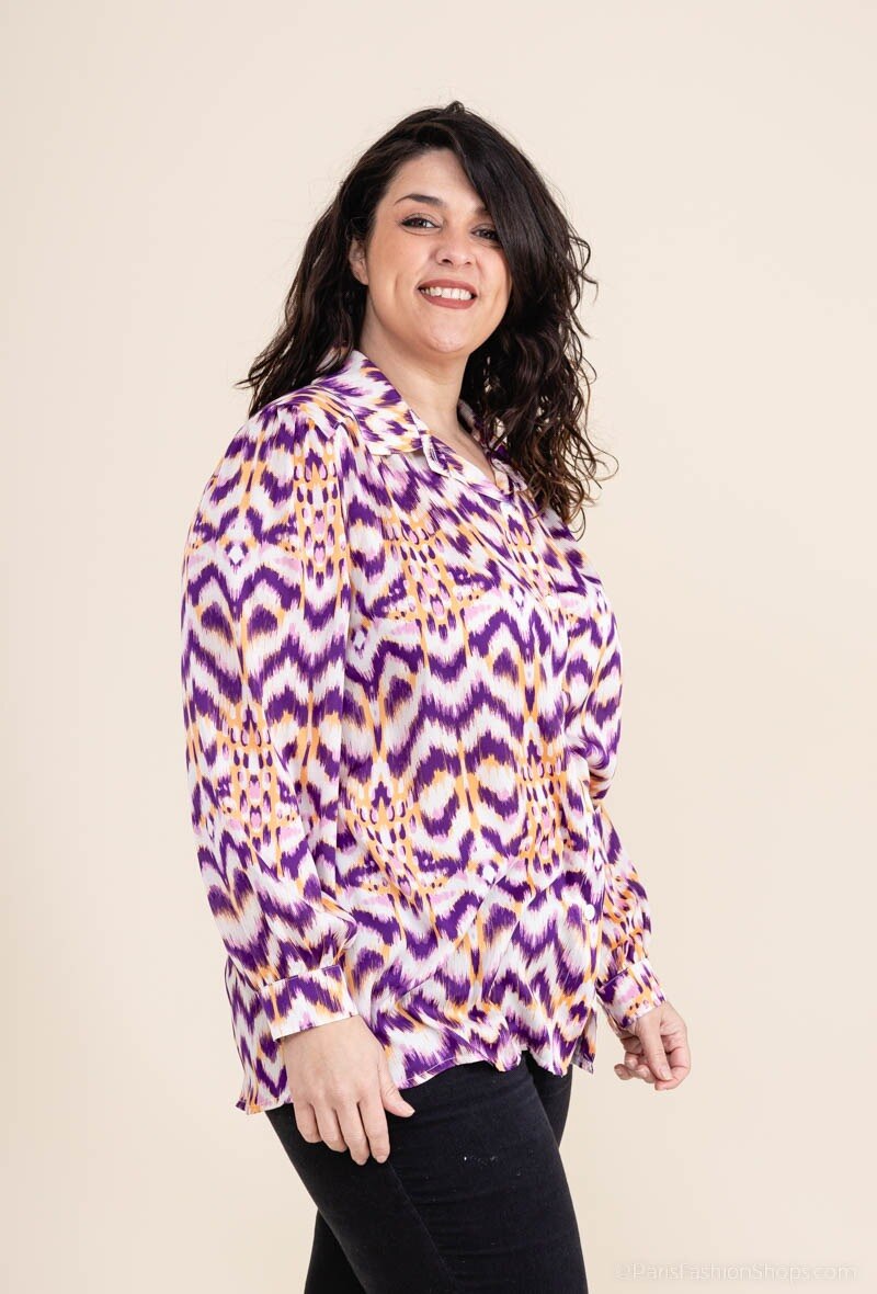 Printed shirt i Stor Storlek