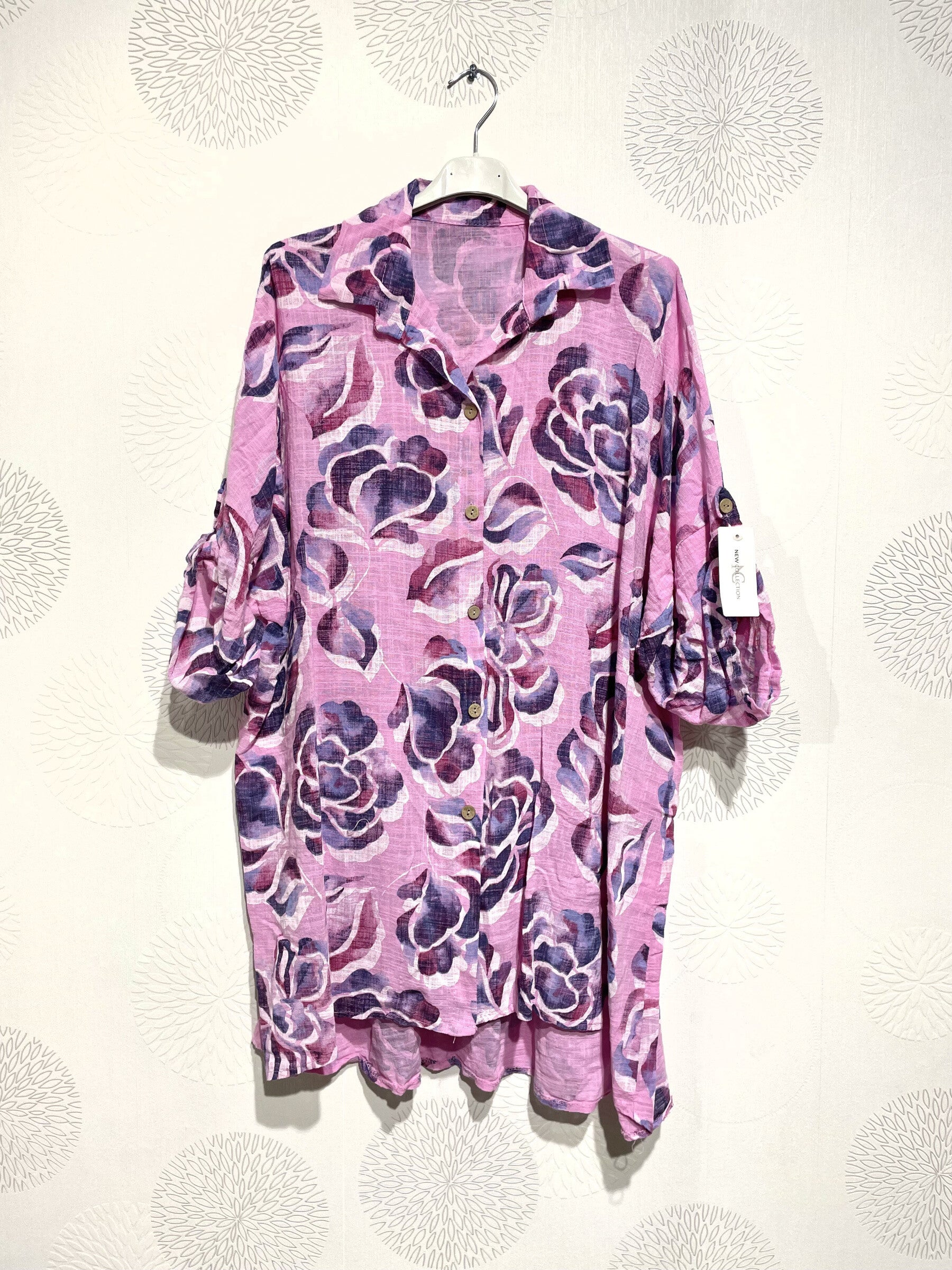 Plus Size Large large cotton shirt printed flowers T40 to T58
