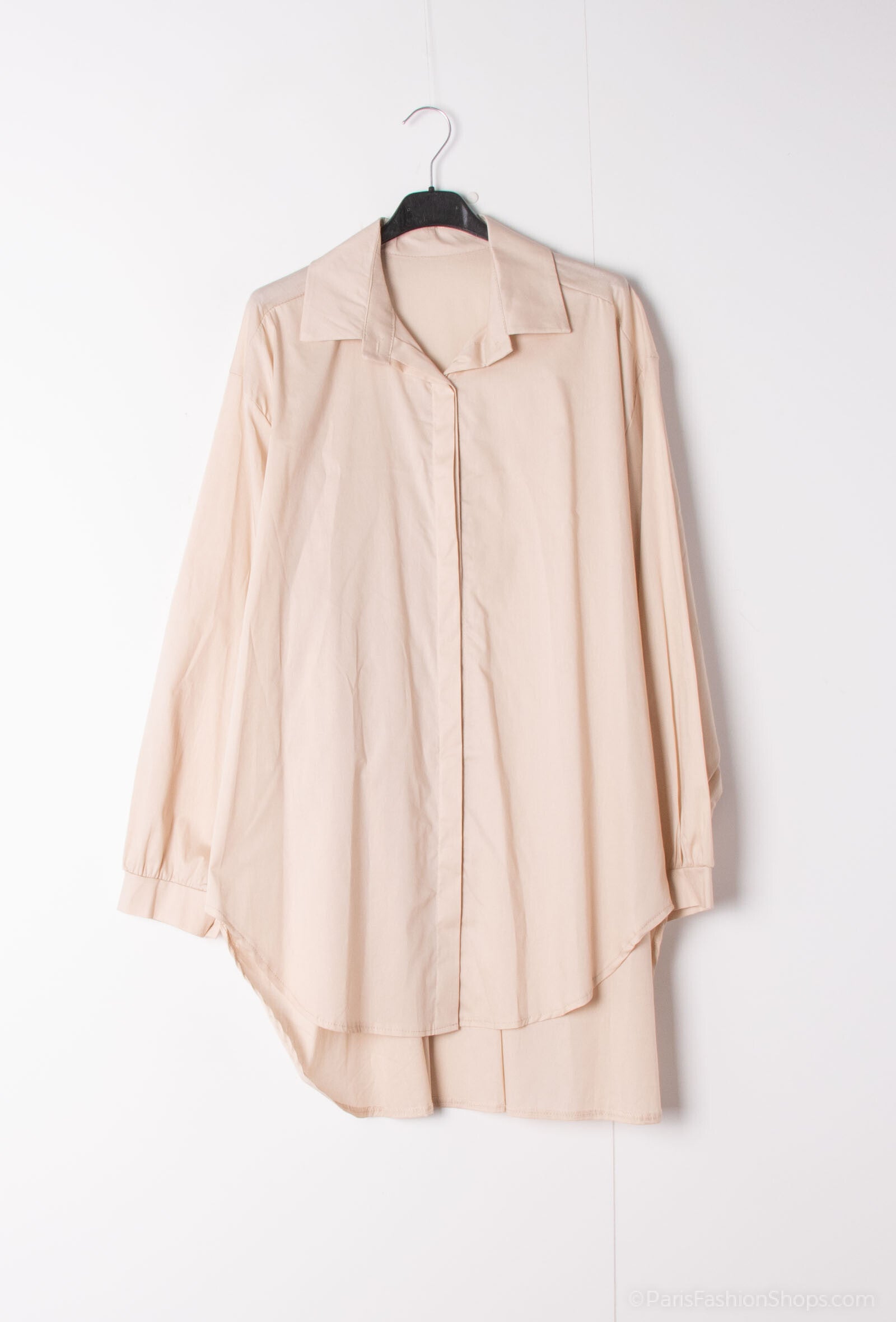 Long plain poplin cotton shirt i Stor Storlek