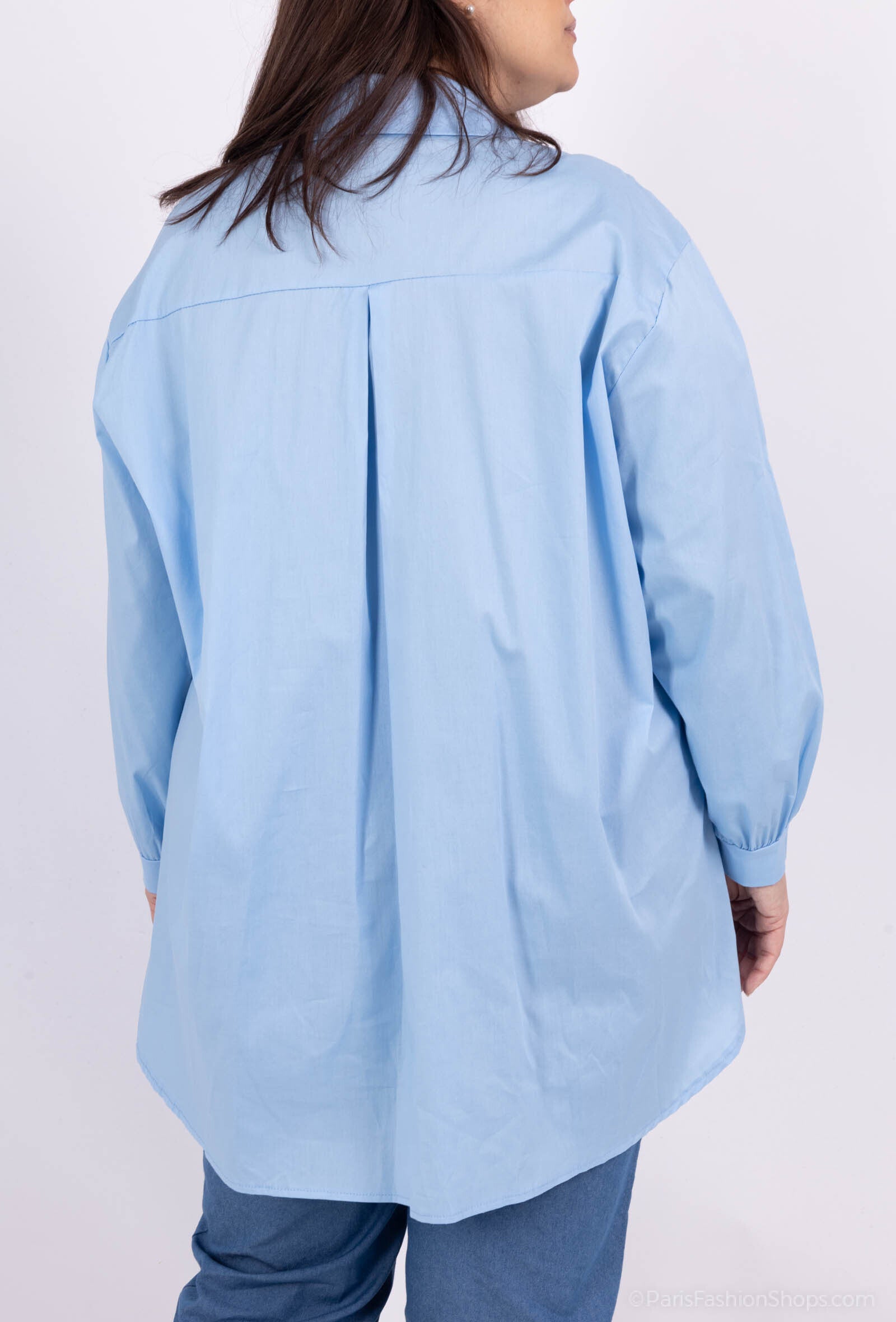 Lång Enkel Poplin Skjorta i Stor Storlek