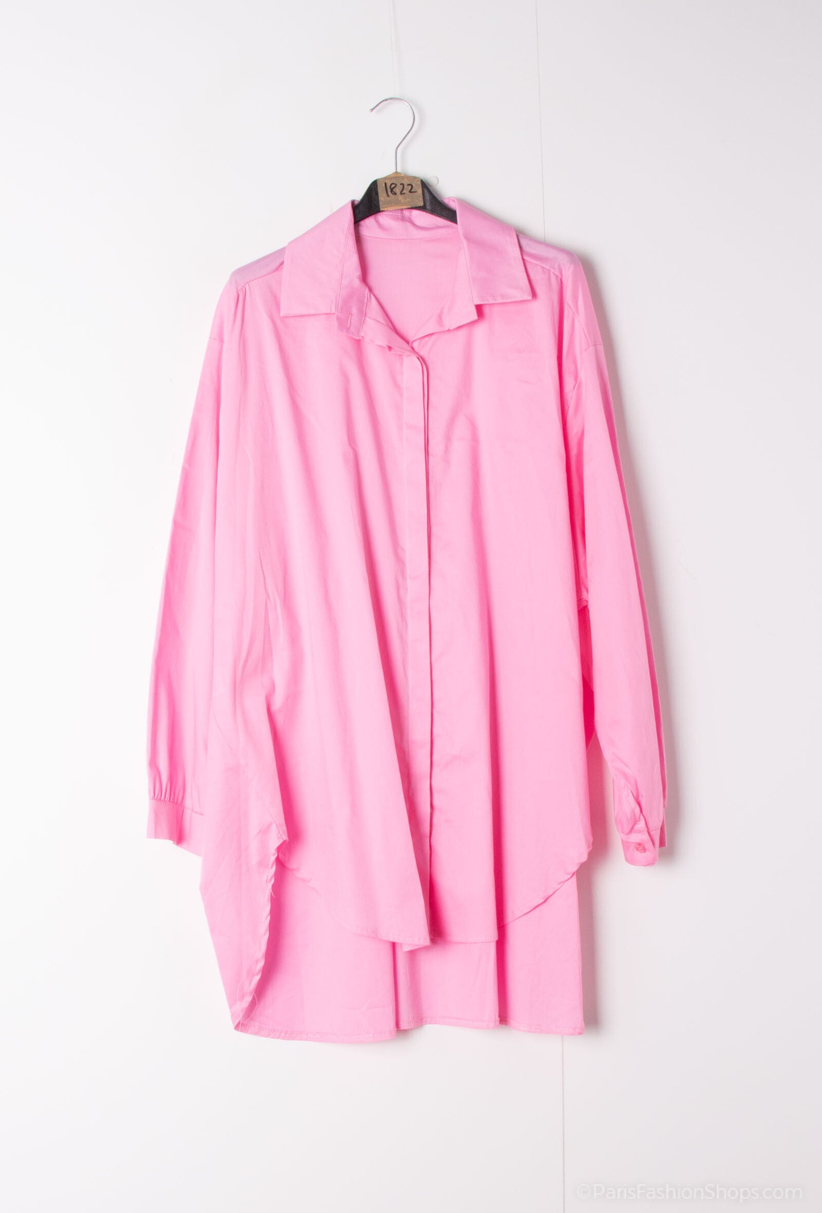 Long plain poplin cotton shirt i Stor Storlek