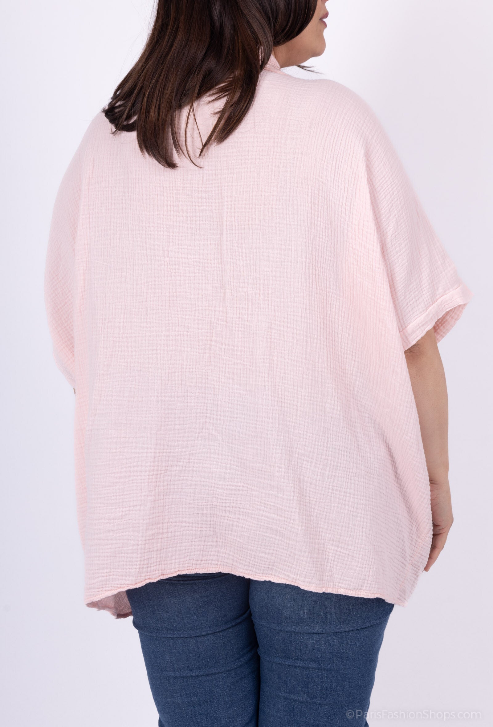 Plus size skjorta i dubbel bomullsgaze T38 i T66 i Stor Storlek